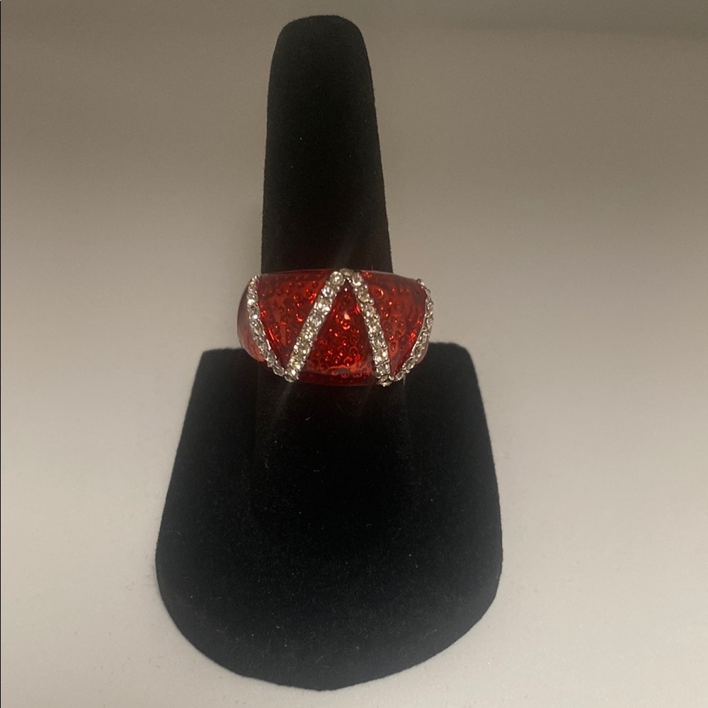 Elegant Red and Silver Women's Ring